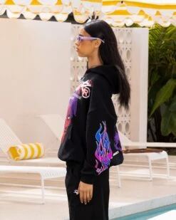 Loiter Live In Direct Vintage Hoodie Black -Mitchell & Ness Shop 02047613 YB001 womens 0070