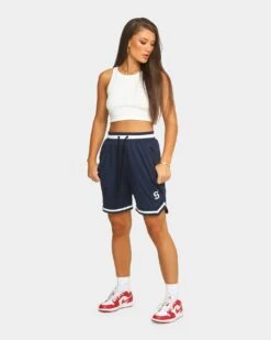 Saint Morta Men's Icon Mesh Basketball Short Navy/White
