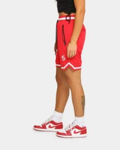 Saint Morta Men's Icon Mesh Basketball Short Red/White -Mitchell & Ness Shop 03004780 YR081 womens 0090