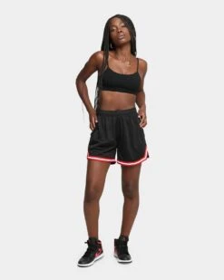 EN EN Women's Jump Basketball Shorts Black/Red/White -Mitchell & Ness Shop 03005710 YB057 womens 0030