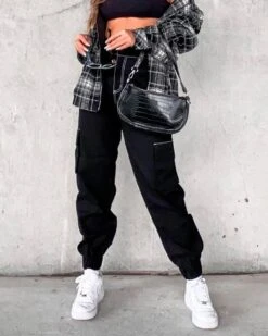 EN.ES Women's Fearless Cargo Pants Black