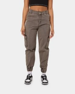 EN ES Women's Washed Cargo Pants Washed Brown -Mitchell & Ness Shop 03006266 YW077 womens 030