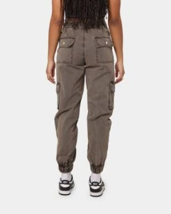 EN ES Women's Washed Cargo Pants Washed Brown -Mitchell & Ness Shop 03006266 YW077 womens 040