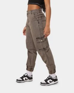 EN ES Women's Washed Cargo Pants Washed Brown -Mitchell & Ness Shop 03006266 YW077 womens 060