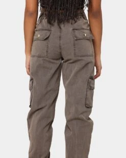 EN ES Women's Washed Cargo Pants Washed Brown -Mitchell & Ness Shop 03006266 YW077 womens 090