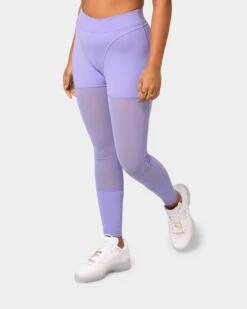 Reebok X Cardi B Women's Mesh High-Rise Tights Purple -Mitchell & Ness Shop 03006345 YP200 womens 0010