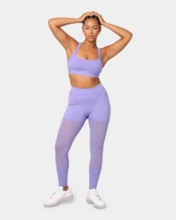 Reebok X Cardi B Women's Mesh High-Rise Tights Purple -Mitchell & Ness Shop 03006345 YP200 womens 0020