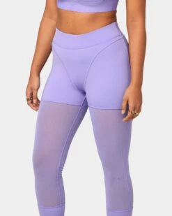 Reebok X Cardi B Women's Mesh High-Rise Tights Purple -Mitchell & Ness Shop 03006345 YP200 womens 0070