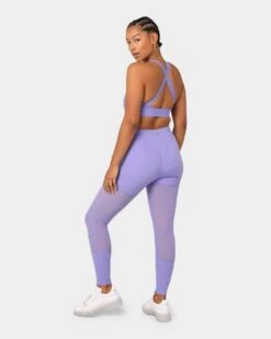 Reebok X Cardi B Women's Mesh High-Rise Tights Purple -Mitchell & Ness Shop 03006345 YP200 womens 0090