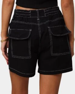 EN ES Women's Fearless Cargo Short Black -Mitchell & Ness Shop 03007215 YB001 womens 0080