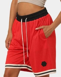 EN ES Team Basketball Shorts Red -Mitchell & Ness Shop 03007595 YR001 womens 0070