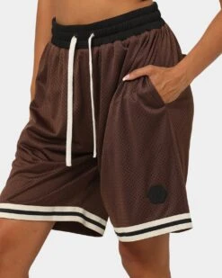 EN ES Team Basketball Shorts Brown -Mitchell & Ness Shop 03007595 YX300 womens 00130