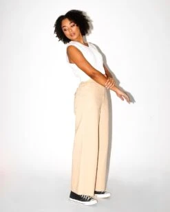 EN ES Women's Divine Wide Leg Pants Beige