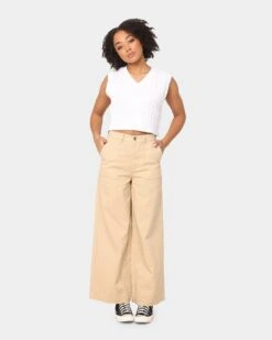 EN ES Women's Divine Wide Leg Pants Beige -Mitchell & Ness Shop 03007638 Y1000 womens 0020