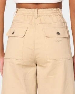 EN ES Women's Divine Wide Leg Pants Beige -Mitchell & Ness Shop 03007638 Y1000 womens 0080