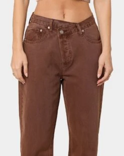 XXIII Women's Coco Asymmetric Jeans Chocolate -Mitchell & Ness Shop 03007877 YC360 womens 0030