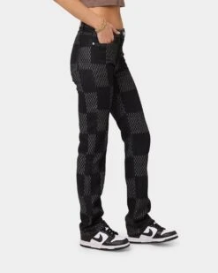XXIII Women's Eloise Check Jeans Black -Mitchell & Ness Shop 03007934 YB001 womens 050