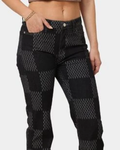XXIII Women's Eloise Check Jeans Black -Mitchell & Ness Shop 03007934 YB001 womens 070