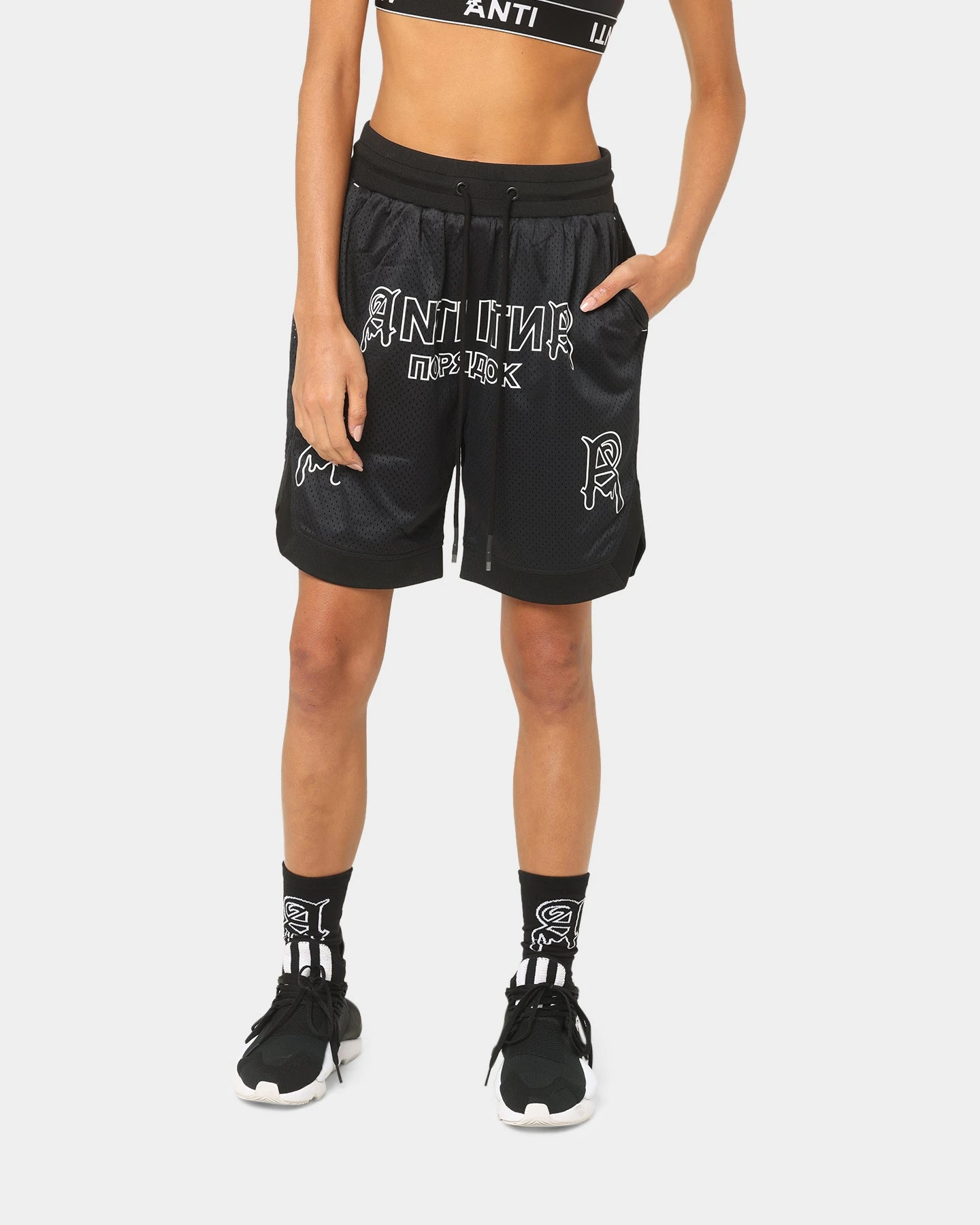 The Anti Order Military Basketball Shorts Black/White The Anti Order Military Basketball Shorts Black/White -Mitchell & Ness Shop 03008259 YB012 womens 0010