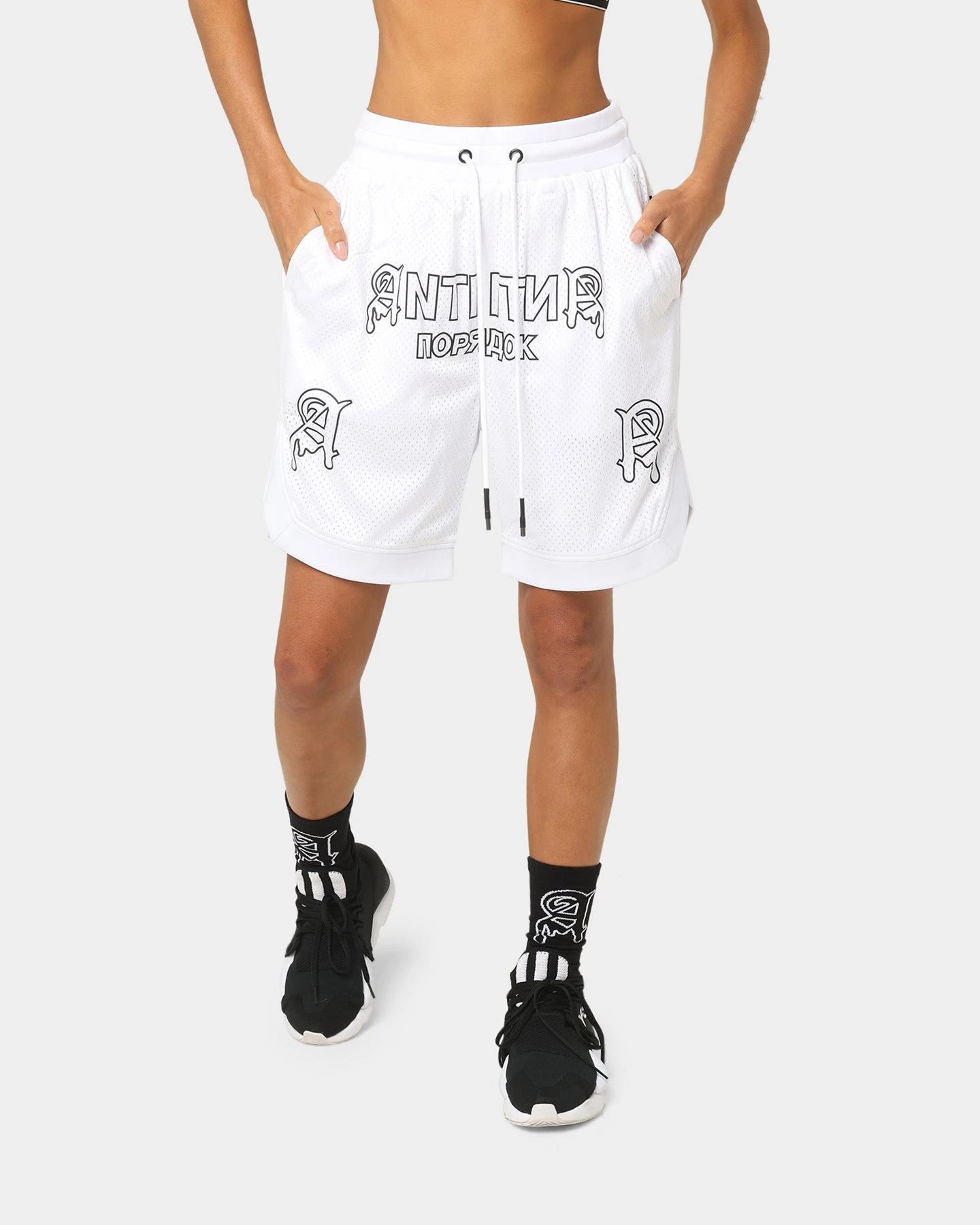 The Anti Order Military Basketball Shorts White/Black The Anti Order Military Basketball Shorts White/Black -Mitchell & Ness Shop 03008259 YW110 womens 0010