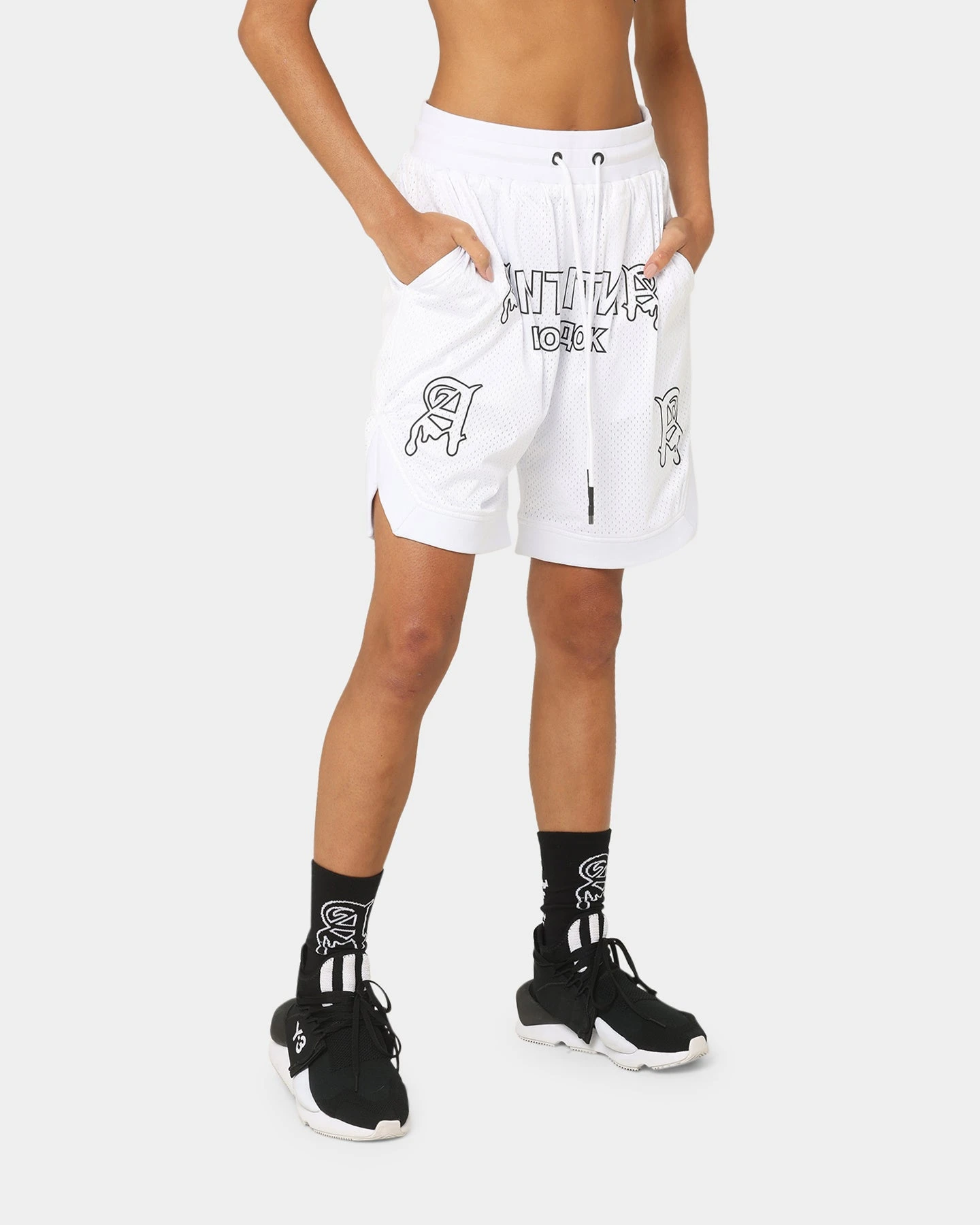 The Anti Order Military Basketball Shorts White/Black The Anti Order Military Basketball Shorts White/Black -Mitchell & Ness Shop 03008259 YW110 womens 0050
