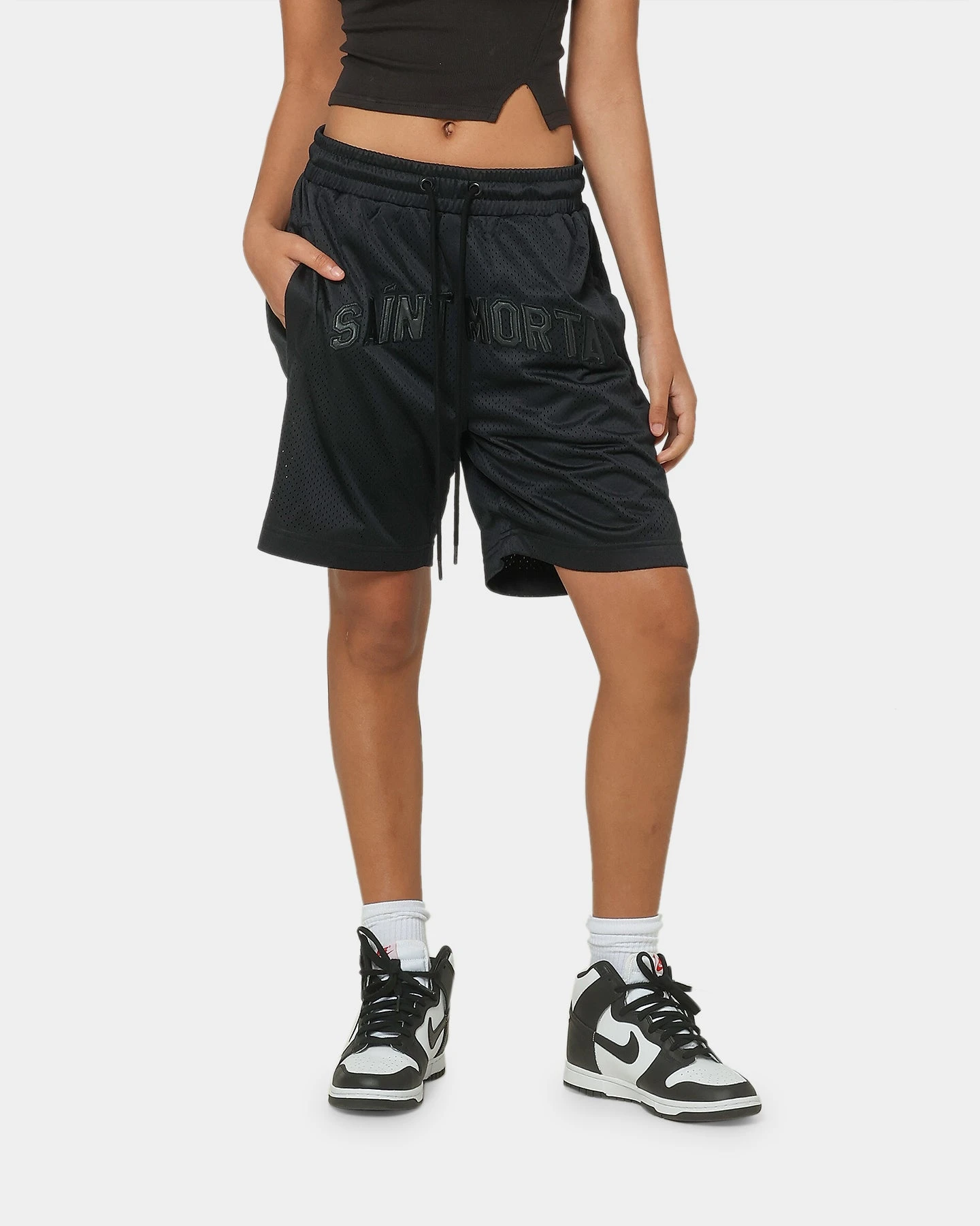 Saint Morta Kingdom Basketball Shorts Black Saint Morta Kingdom Basketball Shorts Black -Mitchell & Ness Shop 03008368 YB001 womens 0010