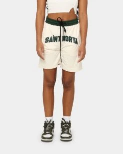 Saint Morta Kingdom Basketball Shorts Off White/Green -Mitchell & Ness Shop 03008368 YO036 womens 0030