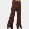 XXIII Women's Siobhan Seam Split Pants Brown -Mitchell & Ness Shop 03008461 YX300 womens 0010