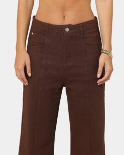 XXIII Women's Siobhan Seam Split Pants Brown -Mitchell & Ness Shop 03008461 YX300 womens 0030
