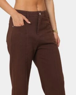 XXIII Women's Siobhan Seam Split Pants Brown -Mitchell & Ness Shop 03008461 YX300 womens 0070