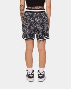 Saint Morta Paisley Olympus Ball Shorts Black/White -Mitchell & Ness Shop 03008521 YB012 womens 0040