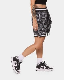 Saint Morta Paisley Olympus Ball Shorts Black/White -Mitchell & Ness Shop 03008521 YB012 womens 0050