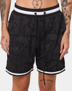 Saint Morta Paisley Olympus Ball Shorts Black/Black -Mitchell & Ness Shop 03008521 YB015 womens 0030