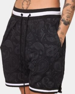 Saint Morta Paisley Olympus Ball Shorts Black/Black -Mitchell & Ness Shop 03008521 YB015 womens 0070