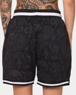 Saint Morta Paisley Olympus Ball Shorts Black/Black -Mitchell & Ness Shop 03008521 YB015 womens 0080