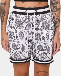 Saint Morta Paisley Olympus Ball Shorts White/Black -Mitchell & Ness Shop 03008521 YW110 womens 0030
