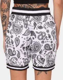 Saint Morta Paisley Olympus Ball Shorts White/Black -Mitchell & Ness Shop 03008521 YW110 womens 0080