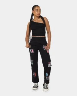 Loiter Patchwork Trousers Black -Mitchell & Ness Shop 03008596 YB001 womens 0020