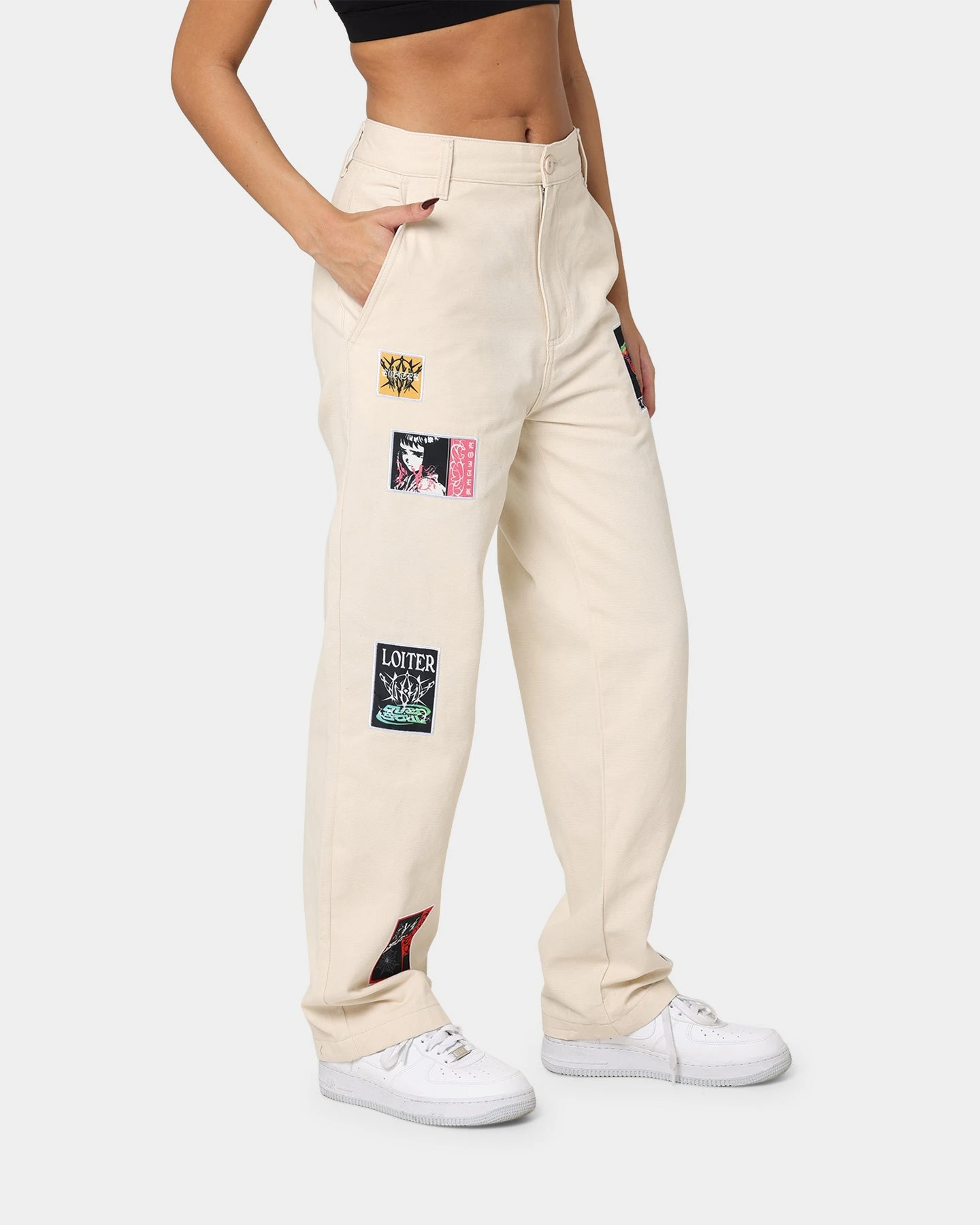 Loiter Patchwork Trousers Off White Loiter Patchwork Trousers Off White -Mitchell & Ness Shop 03008596 YO007 womens 0050