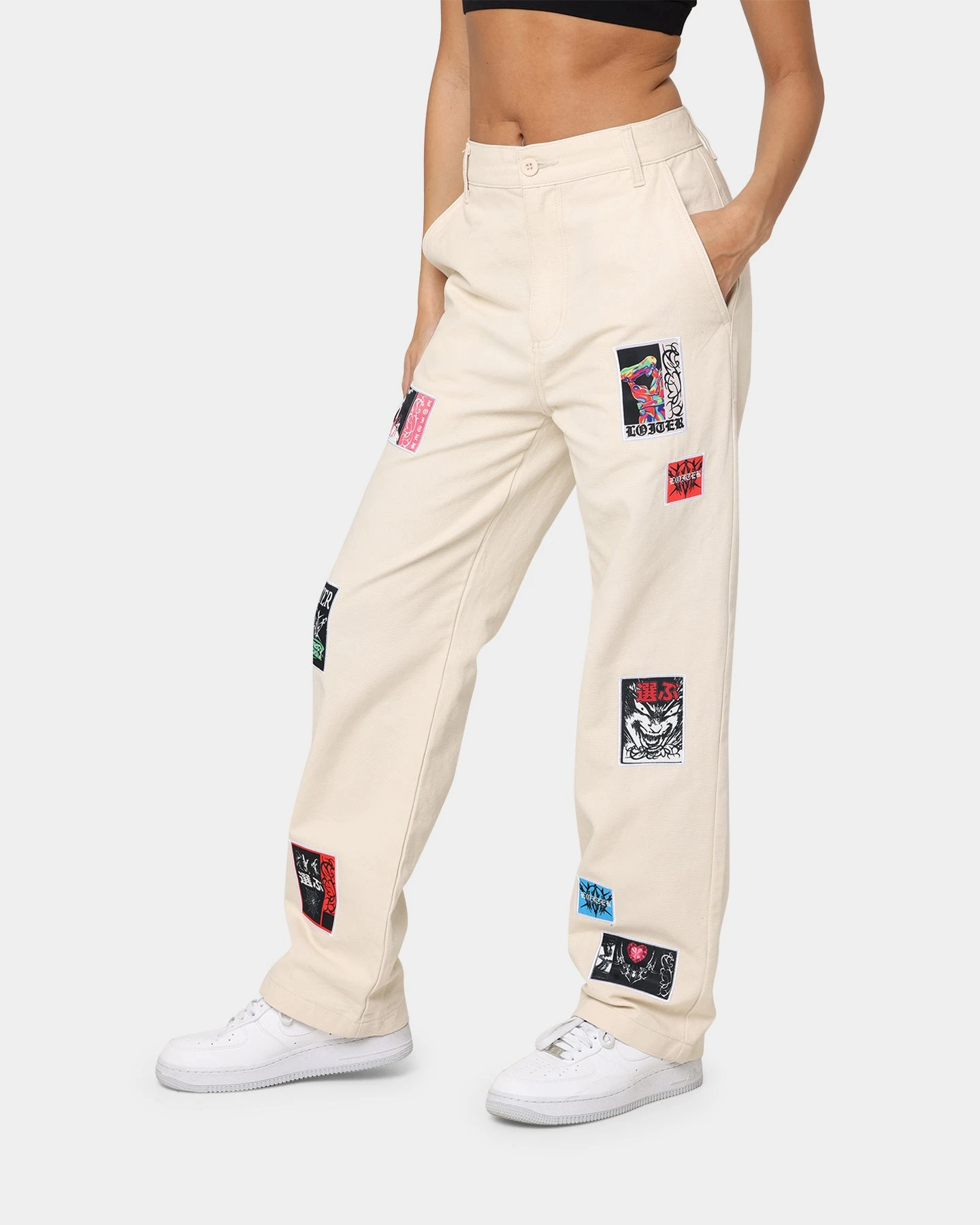 Loiter Patchwork Trousers Off White Loiter Patchwork Trousers Off White -Mitchell & Ness Shop 03008596 YO007 womens 0060