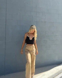 XXIII Women's Poppy Wide Leg Cargo Pants Tan