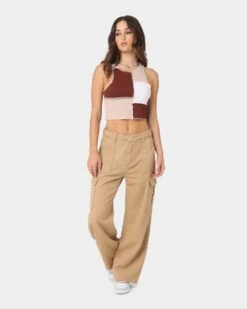 XXIII Women's Poppy Wide Leg Cargo Pants Tan -Mitchell & Ness Shop 03008678 YT001 womens 0020
