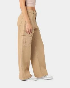 XXIII Women's Poppy Wide Leg Cargo Pants Tan -Mitchell & Ness Shop 03008678 YT001 womens 0050