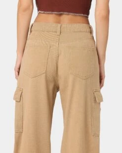 XXIII Women's Poppy Wide Leg Cargo Pants Tan -Mitchell & Ness Shop 03008678 YT001 womens 0080