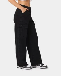 XXIII Women's Poppy Wide Leg Cargo Pants Washed Black -Mitchell & Ness Shop 03008678 YW607 womens 0050