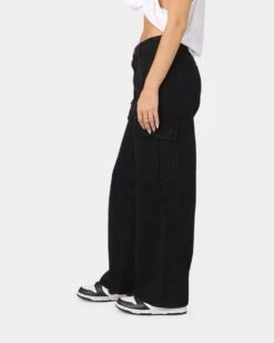 XXIII Women's Poppy Wide Leg Cargo Pants Washed Black -Mitchell & Ness Shop 03008678 YW607 womens 0060