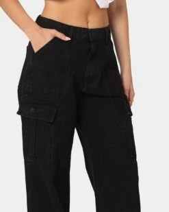 XXIII Women's Poppy Wide Leg Cargo Pants Washed Black -Mitchell & Ness Shop 03008678 YW607 womens 0070