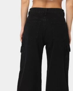XXIII Women's Poppy Wide Leg Cargo Pants Washed Black -Mitchell & Ness Shop 03008678 YW607 womens 0080