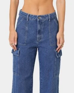 XXIII Women's Poppy Wide Leg Cargo Pants Blue -Mitchell & Ness Shop 03008678 YX001 womens 0030