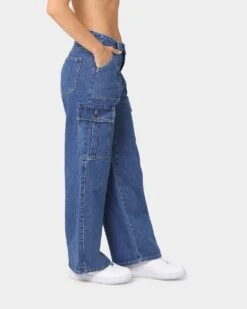 XXIII Women's Poppy Wide Leg Cargo Pants Blue -Mitchell & Ness Shop 03008678 YX001 womens 0050